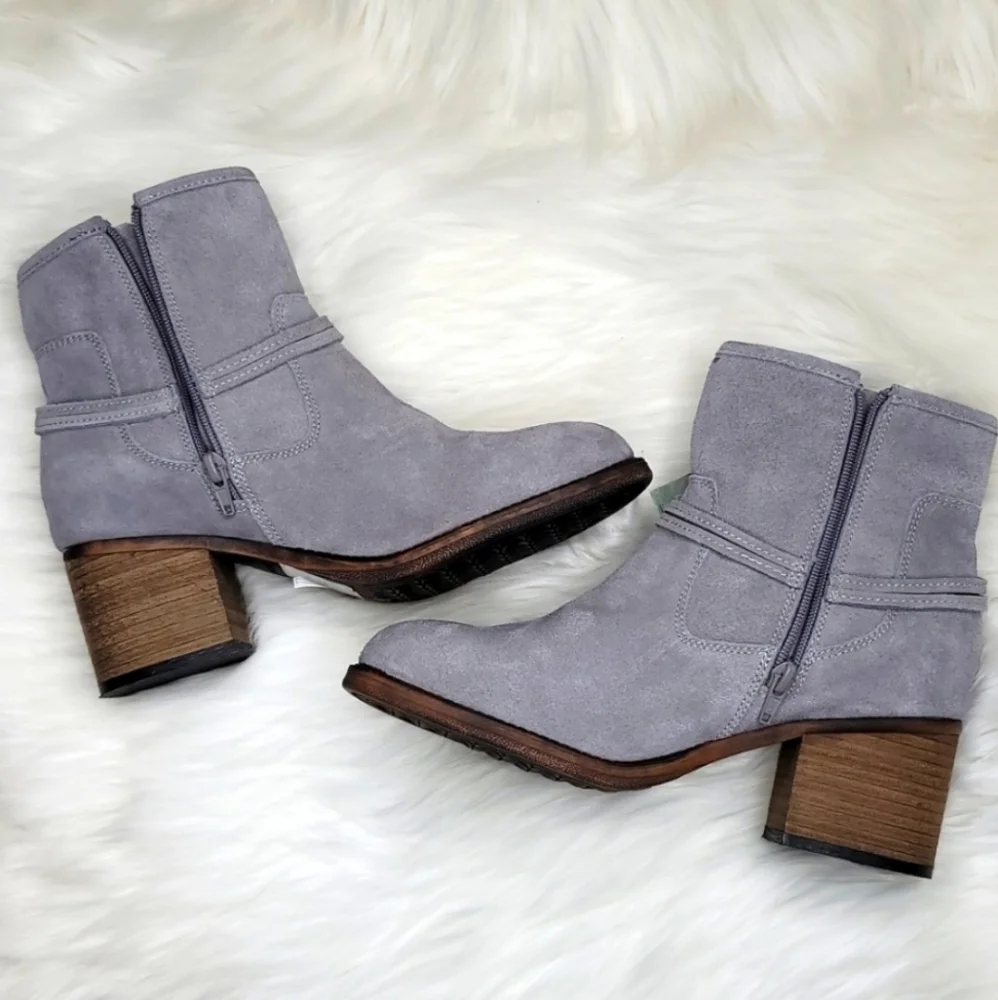BEARPAW Mica Winter Ankle Boot Booties Gray Fog